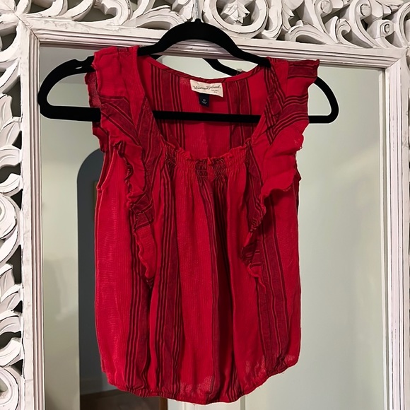 Red linen sleeveless crop top - Picture 1 of 5